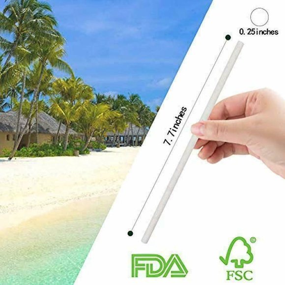 7.75 Inch BPA-Free Plastic Drinking Straws individually wrapped (White) 800 Pcs - Picture 2 of 7